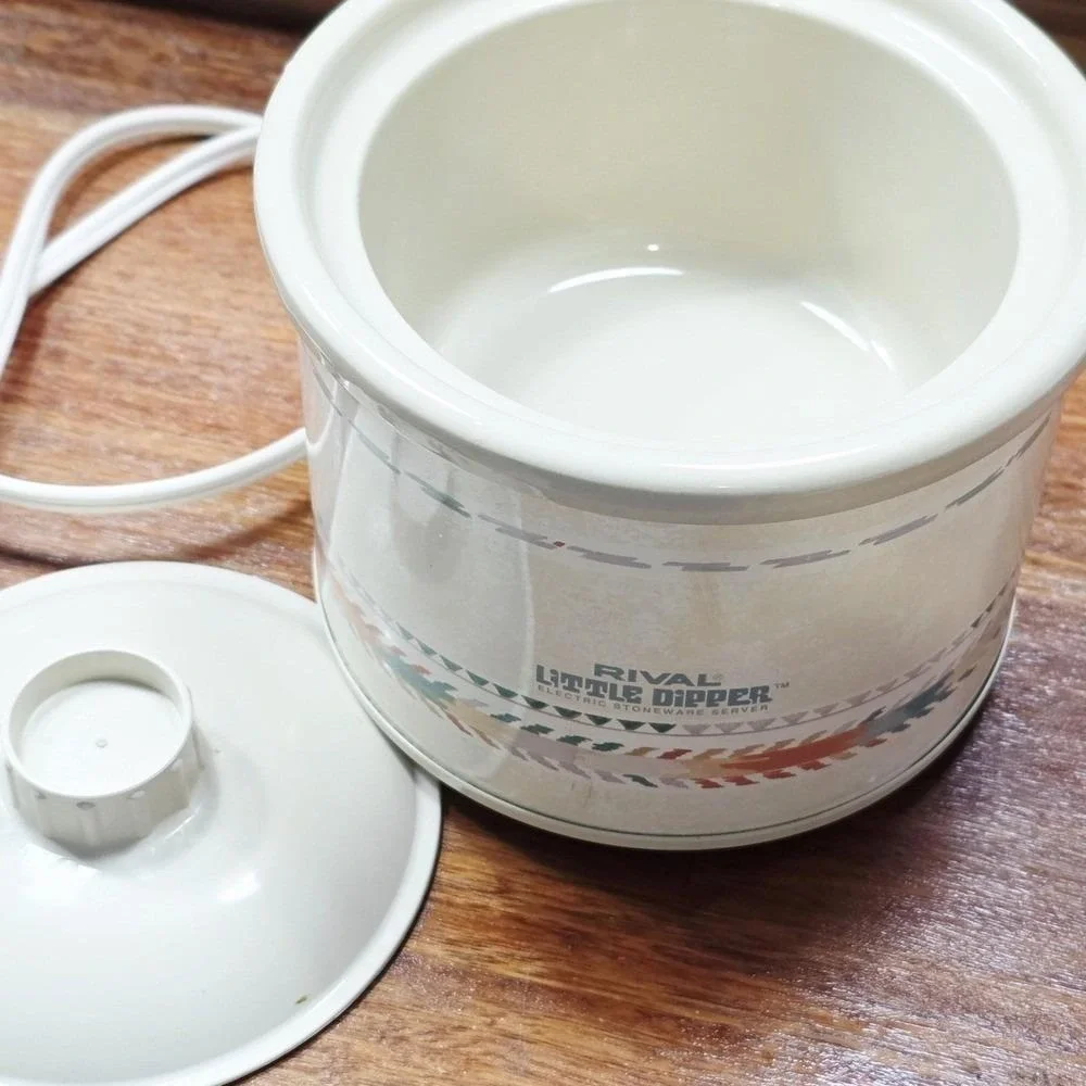 Vintage Rival Little Dipper Mini‎ Crock Pot #3204 Lid Southwest Aztec Design